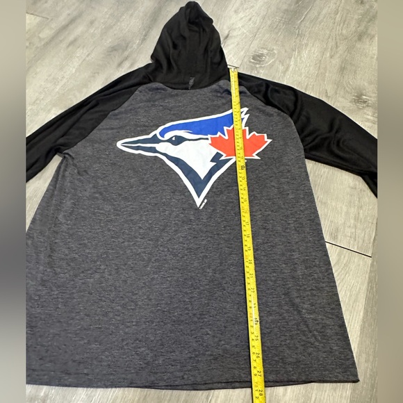 Toronto Blue Jays pullover hoodie long sleeve grey black MLB baseball team large - Picture 4 of 7